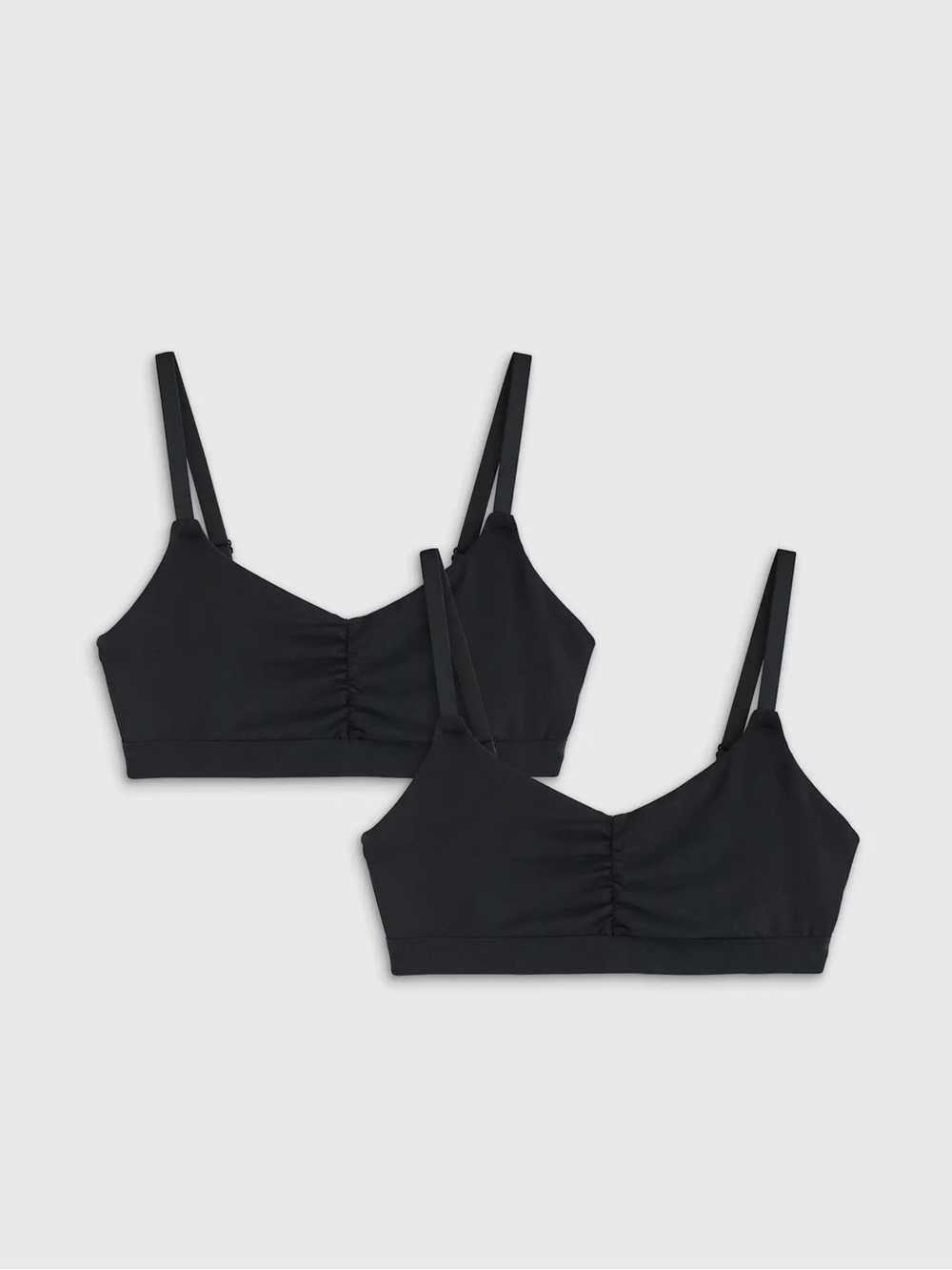 NWOT QUINCE 2 Pack Micromodal Ruched Bralettes Black 1239